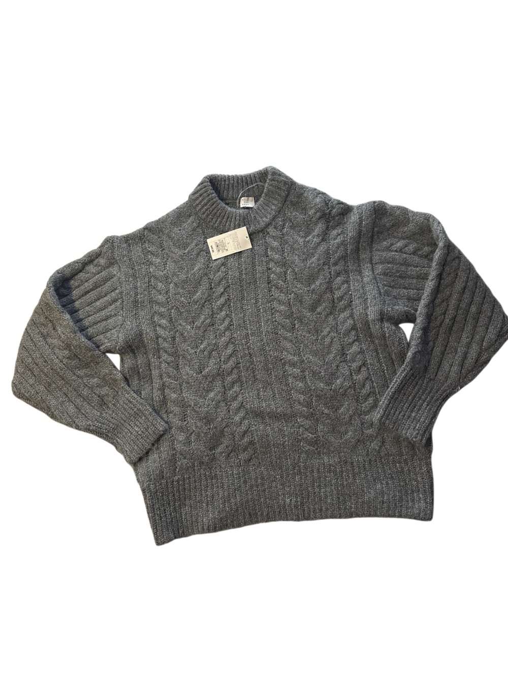 NWT! Women's A New Day Classic Cable Knit Crewneck Sweater - Gray, large